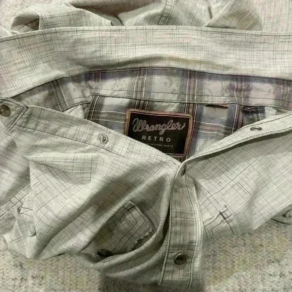 Men’s Wrangler Retro Premium Long Sleeve Pearl Snap Button Up Western Shirt Lg - Picture 16 of 16